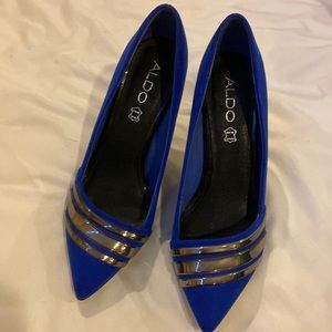 Practically New - Aldo shoes - blue suede-like with metallic accents